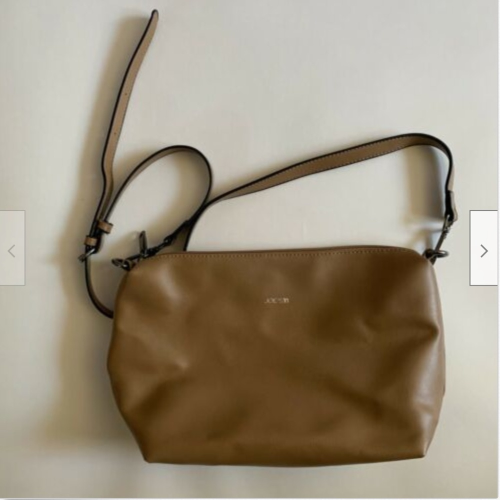 Joes Jeans Leather purse brown tan zip top crossbo